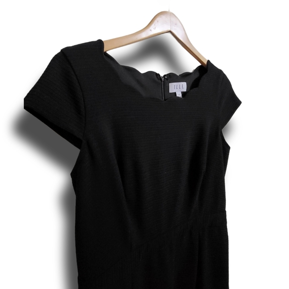 🌿Elle Women's Size 10 Black Dress Scalloped Neckline-Beautiful! - Picture 7 of 13